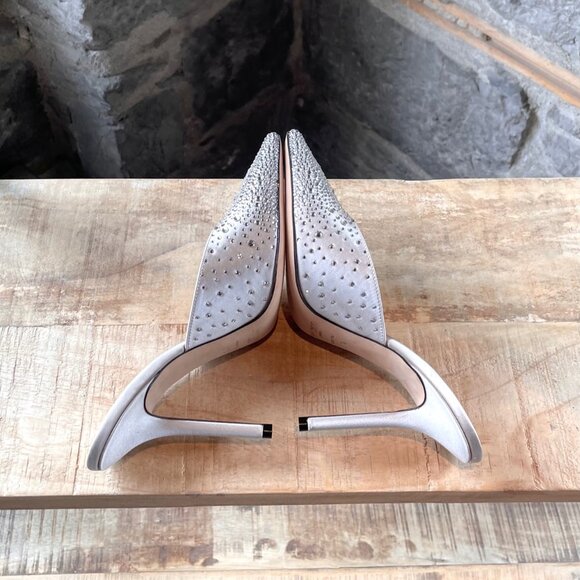 Jimmy Choo Crystal Embellished Satin Rav 100 Heeled Mules - Picture 10 of 10